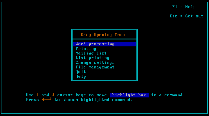 WordStar COLT - Menu